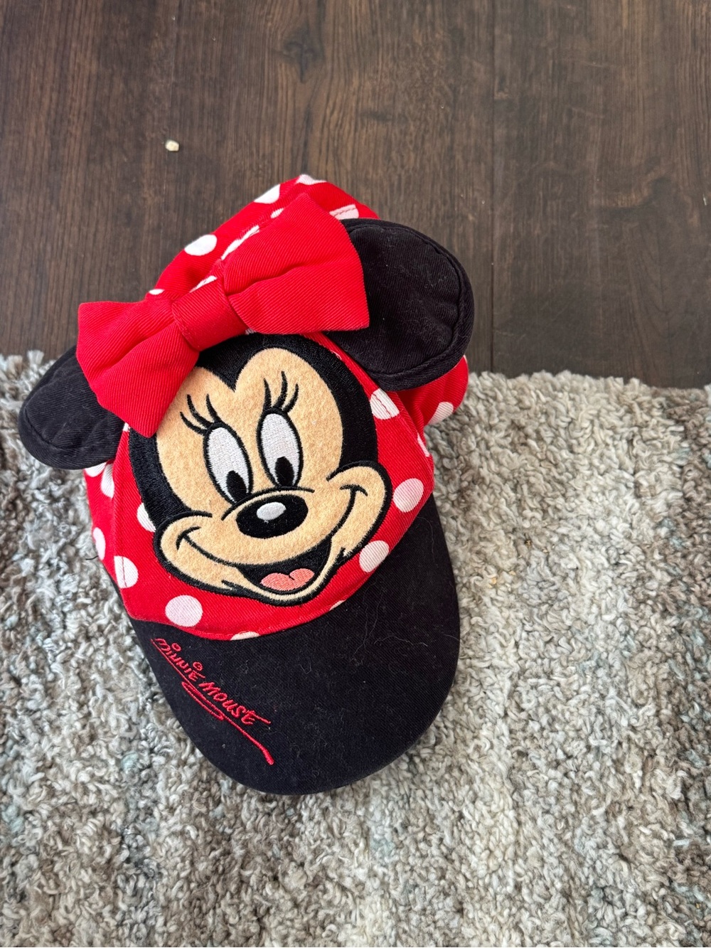 Disney Red and Black Minnie Mouse Polka Dot Hat with Bow